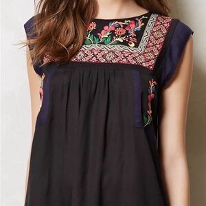 Anthropologie Floreat Kyra Highly Embroidered Sleeveless Top Size 10
